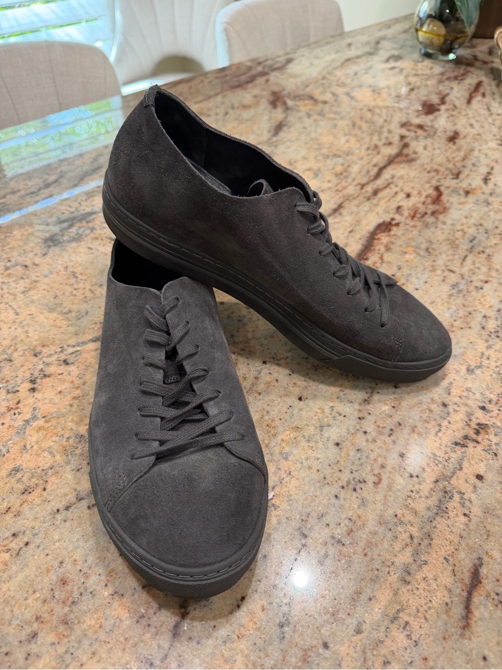 Vince Men's Graphite Suede Low-Top Sneakers Size 9.5